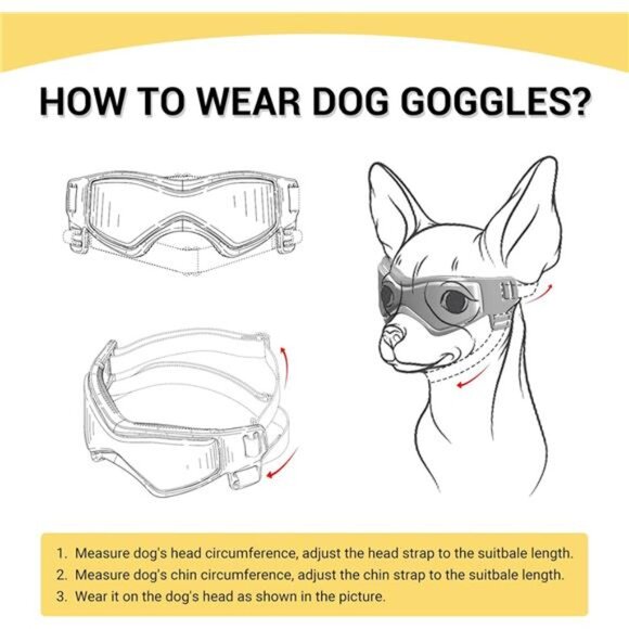 Dog Goggles Small Breed, Dog Sunglasses for Small Breed UV Protection Eyewear - Picture 3 of 7
